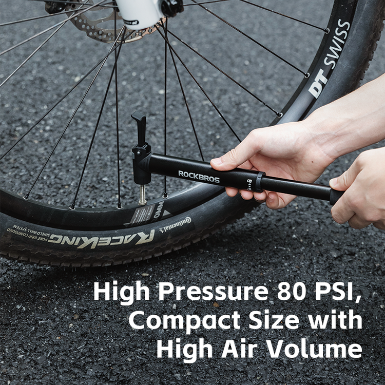 ROCKBROS Bicycle Bike Tire Pump 80PSI With Built-in Ratchet Tools