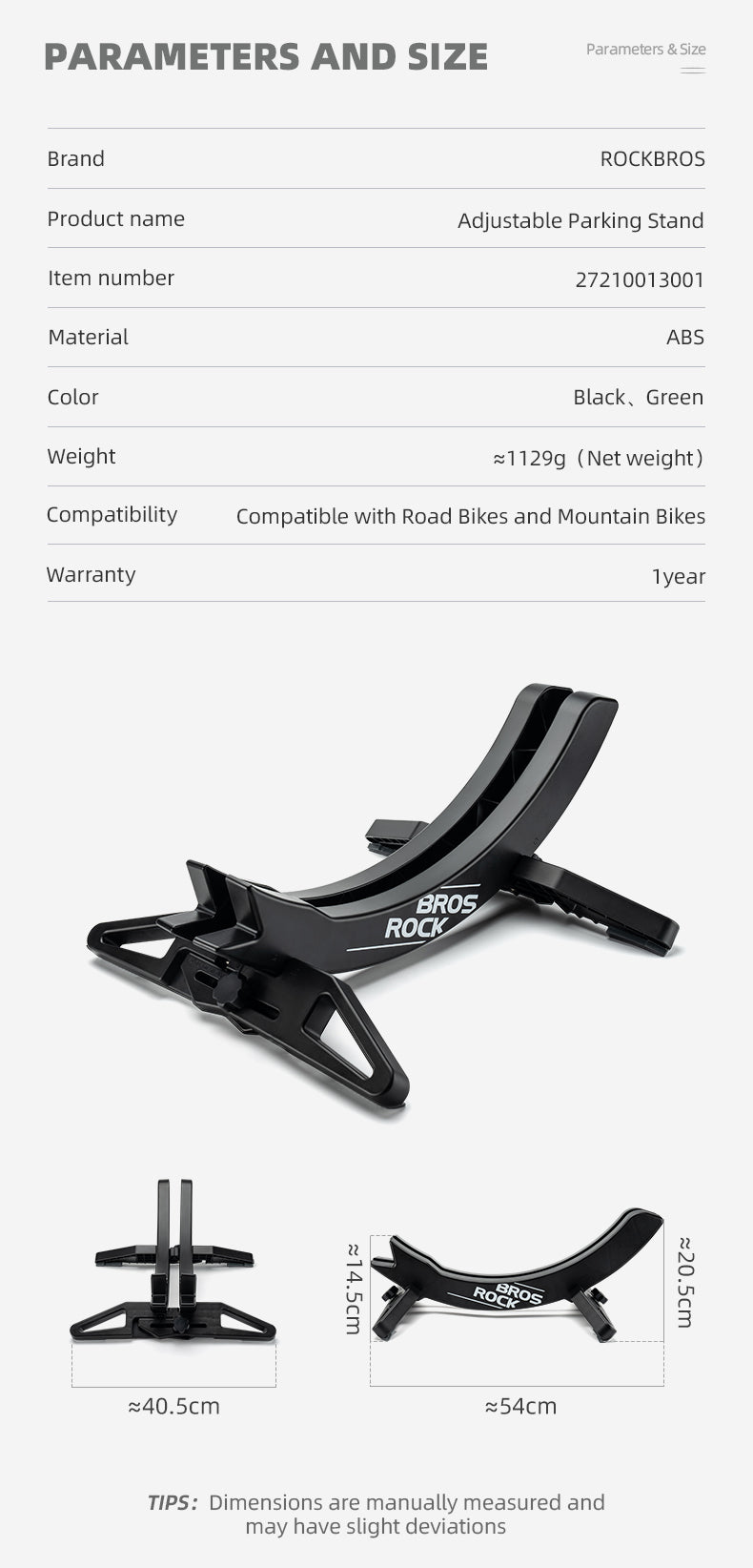 ROCKBROS Adjustable Bike Stand Universal Fit For MTB/Road Bike