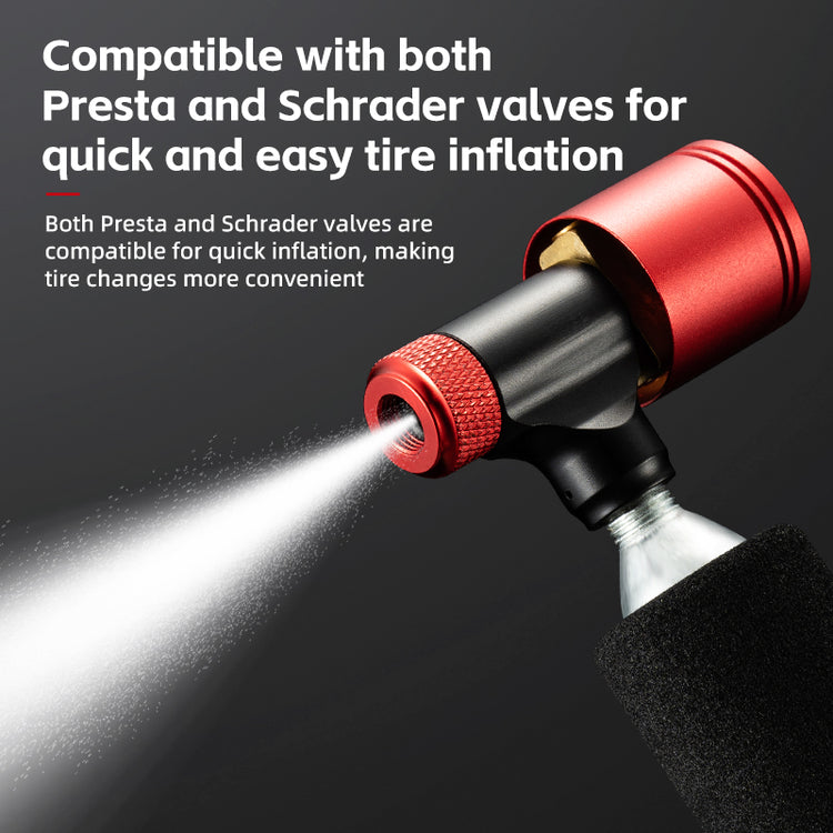 ROCKBROS Bicycle CO2 Pump Head With Guage Compact MTB Bike Tire Inflation Head