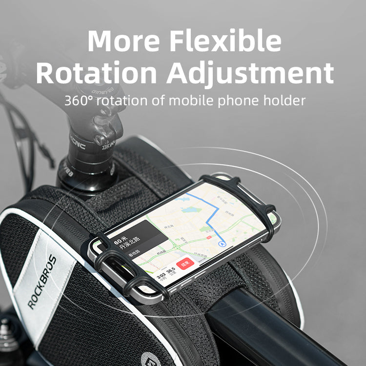ROCKBROS Bike Front Frame Handlebar Phone Mount Bag Bicycle Top Tube Bag Waterproof Cycling Accessories Bike Pouch with 360° Rotation Phone Holder Fit Smartphone Below 6.7''