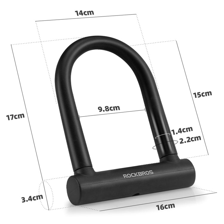 ROCKBROS Cycling Bicycle U Lock Anti-Theft Security Bike Cable Lock 3 Keys