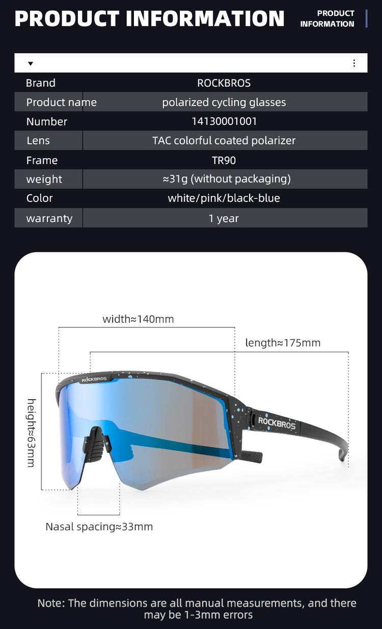 ROCKBROS Sports Polarized Sunglasses for Men Women UV400 Protection Sunglasses for Cycling Running Biking