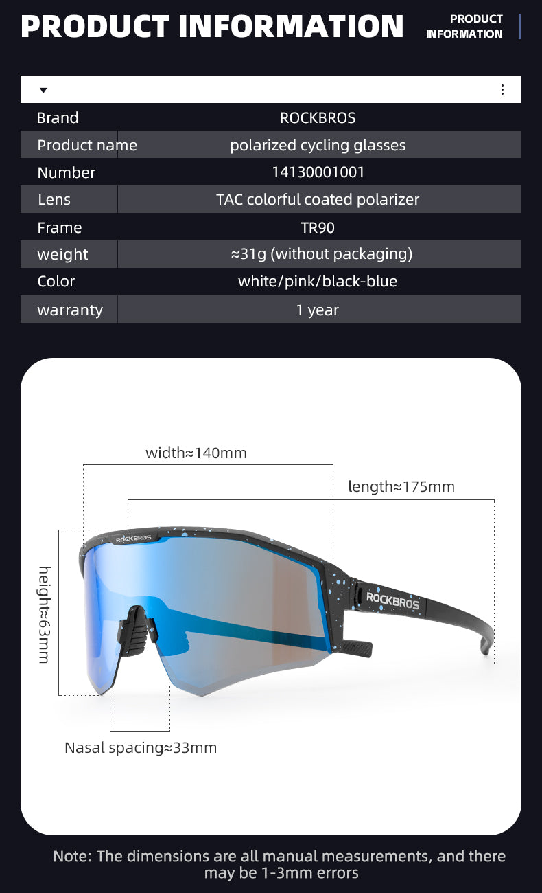ROCKBROS Sports Polarized Sunglasses for Men Women UV400 Protection Sunglasses for Cycling Running Biking