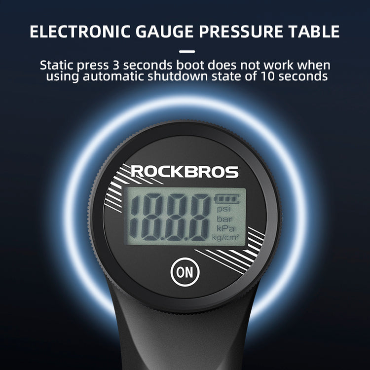 ROCKBROS Bicycle Bike Air Pump With Digital Gauge 320PSI High Pressure Presta/Schrader Valve