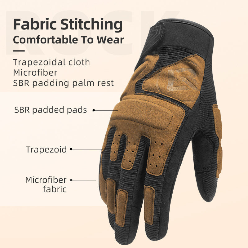 ROCKBROS Motorcycle Long Finger Gloves Touch Screen Non-Slip SBR Padded Riding Gloves Unisex