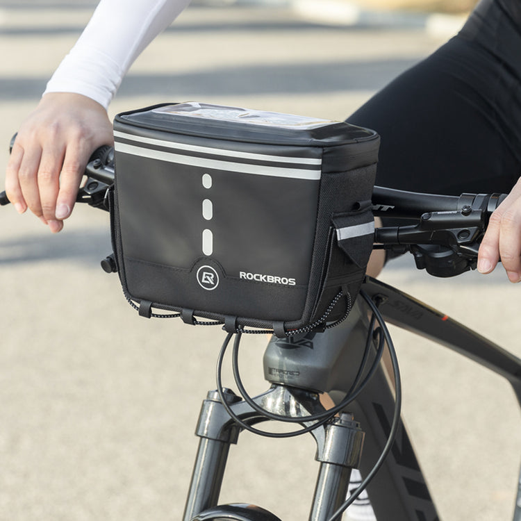 ROCKBROS Motorcycle Bike Handlebar Bag Bicycle Front Storage Bags Bike Phone Mount Pouch Bag with Removable Shoulder Strap for Road Mountain Commute Bike