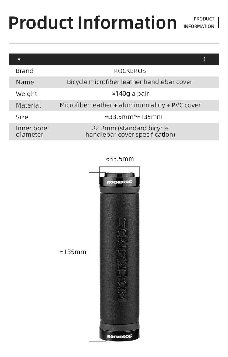 ROCKBROS Bike Bicycle Microfiber Leather Handlebar Grips Anti-slip Comfort Cycling Accessories
