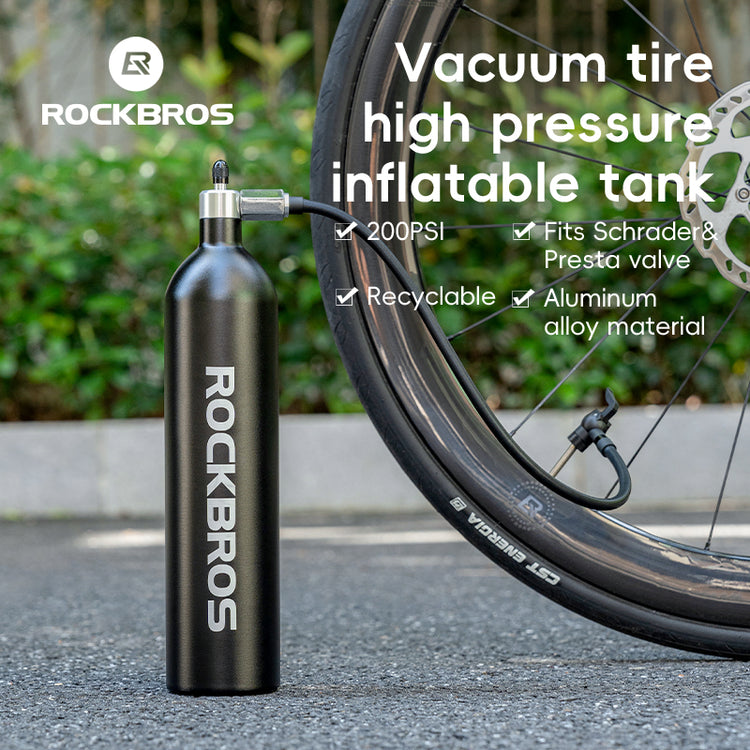 ROCKBROS Bicycle Vacuum Tire Inflation Tank Container 1.2L Recyclable 200PSI Bike Pump Presta Schrader Valve