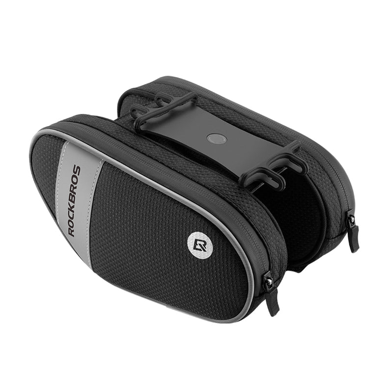 ROCKBROS Bike Front Frame Handlebar Phone Mount Bag Bicycle Top Tube Bag Waterproof Cycling Accessories Bike Pouch with 360° Rotation Phone Holder Fit Smartphone Below 6.7''
