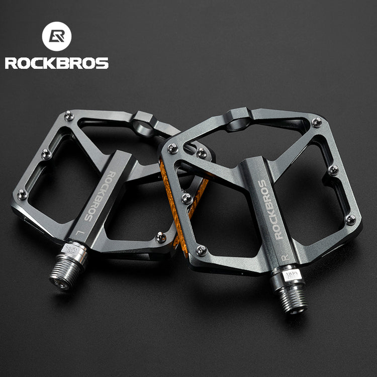 ROCKBROS Aluminium Alloy Non-Slip Reflective Bicycle Pedals For MTB Mountain Road Bike