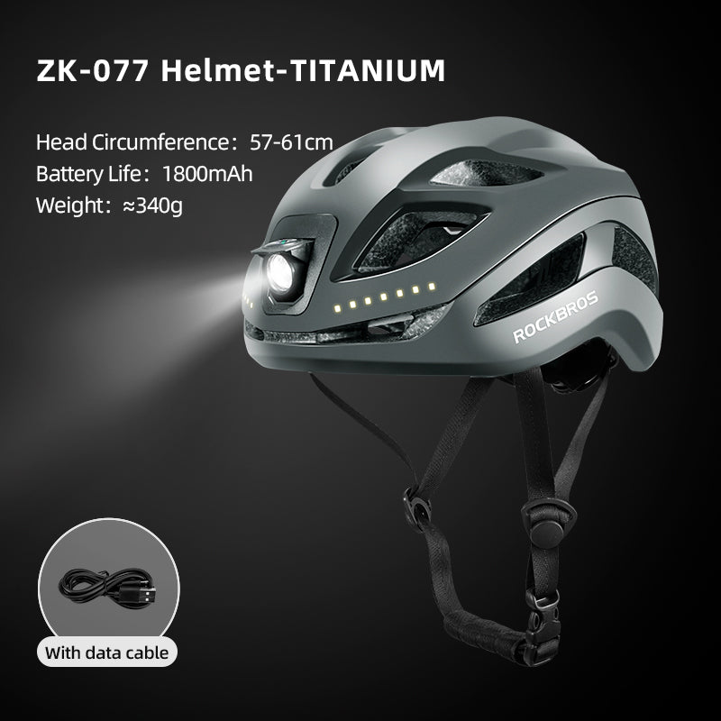 ROCKBROS Cycling Safety Helmet With Warning Lights USB-C Rechargeable