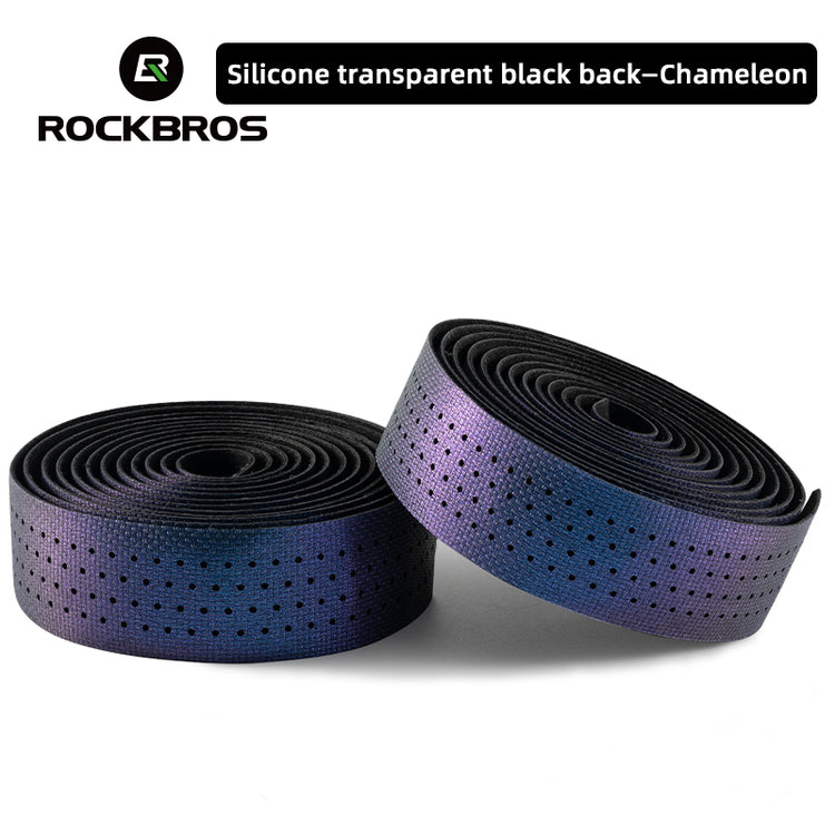 ROCKBROS Silicone PU Bicycle Handlebar Tape Soft Breathable Road Bike Tape Shock-absorption Anti-Slip Gravel Bicycle Handlebar Wrap Drop Bar Belt