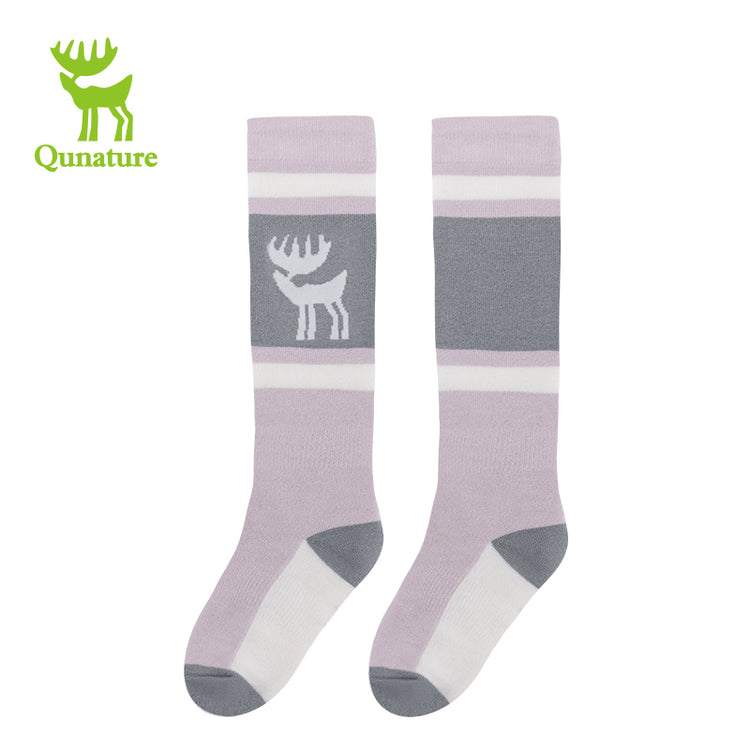 Qunature Kids Ski Snowboard Long Socks Knee Highs Thickened Warm Stockings