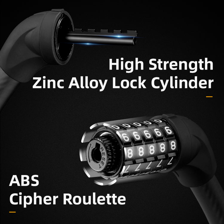 ROCKBROS Bike Lock 5 Digit Cable Lock Lightweight Bicycle Lock Combination Portable Lock