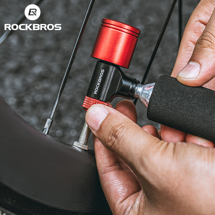 ROCKBROS Bicycle CO2 Pump Head With Guage Compact MTB Bike Tire Inflation Head