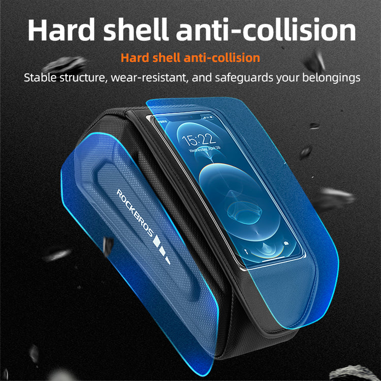 ROCKBROS Waterproof Bike Front Frame Tube Bag Cycling Phone Holder Bag 1.7L