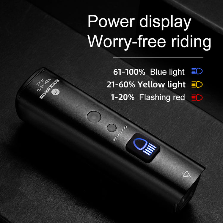 ROCKBROS 1000 Lumen Front Bike Light V9M-1000 + Smart Bike Brake & Tail Light 24520007001