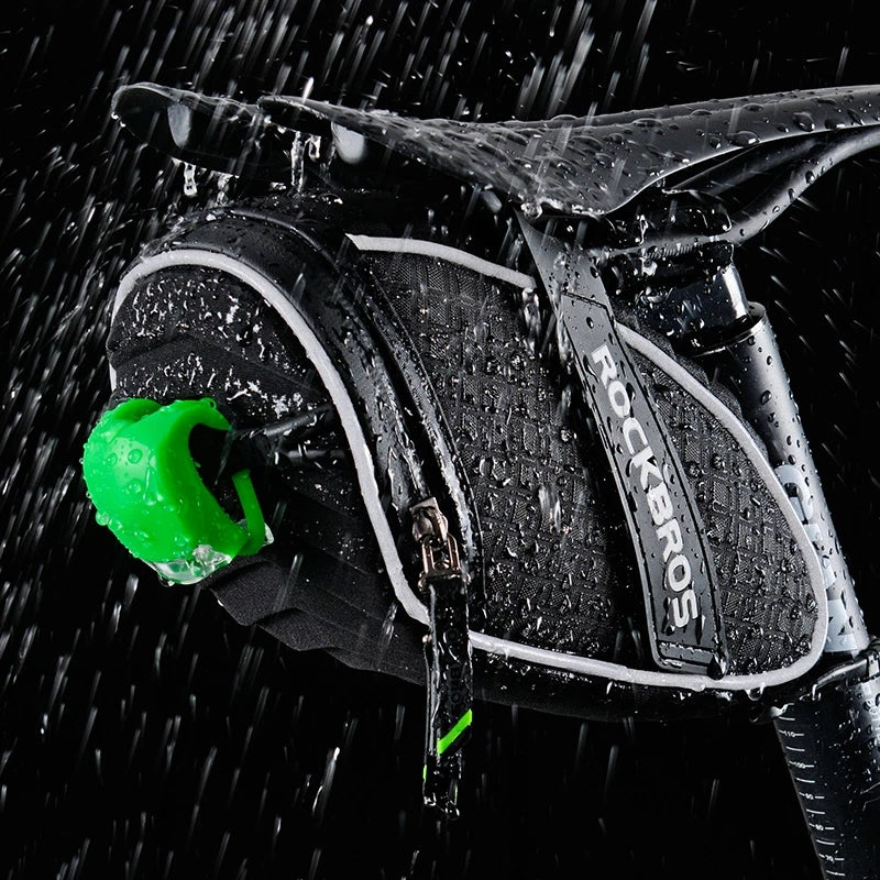 RockBros Waterproof Cycling Saddle Bag Bike Rear Seat Bags Zipper Bicycle Black