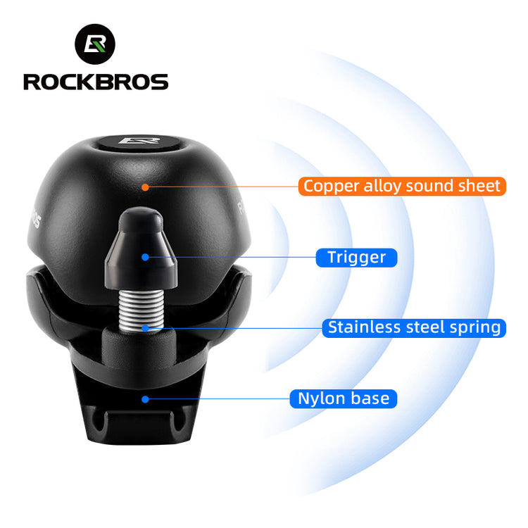ROCKBROS Bicycle Bike Handlebar Bell 80dB Loud Sound Copper Alloy Alarm Ring Horn