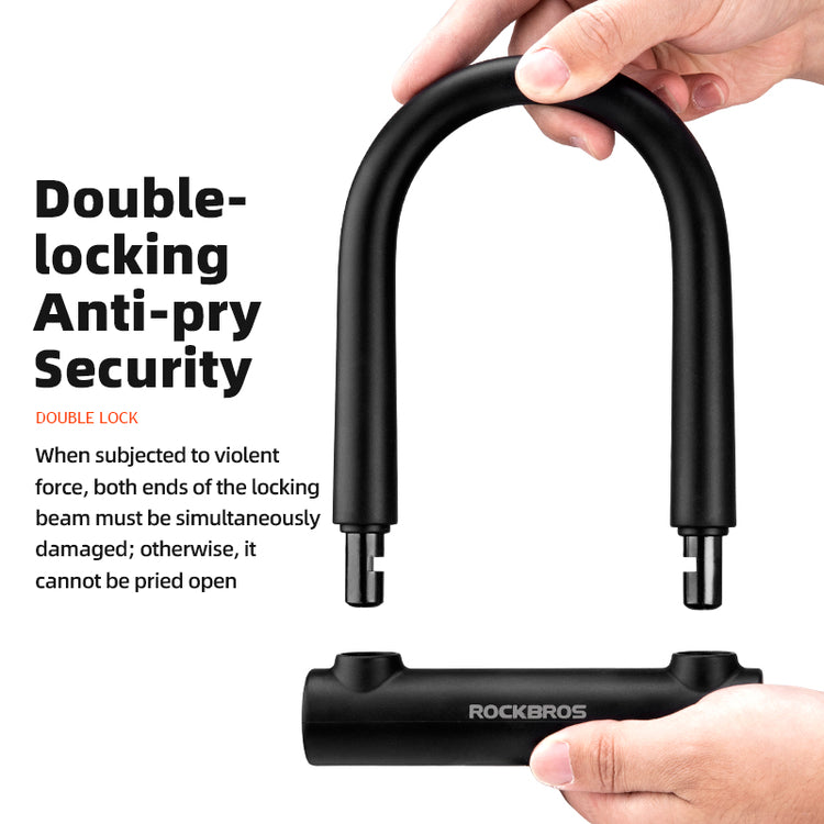 ROCKBROS Cycling Bicycle U Lock Anti-Theft Security Bike Cable Lock 3 Keys