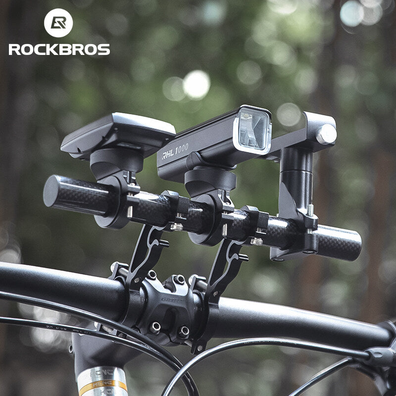 ROCKBROS Bike Handlebar Extender Double Bike Handlebar Bracket Mount Bicycle Handlebar Extension Lightweight Durable for Holding Bicycle Speedometer GPS Phone Mount Holder