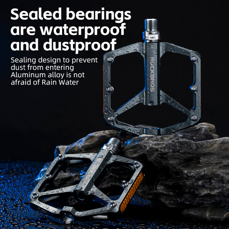 ROCKBROS Aluminium Alloy Non-Slip Reflective Bicycle Pedals For MTB Mountain Road Bike