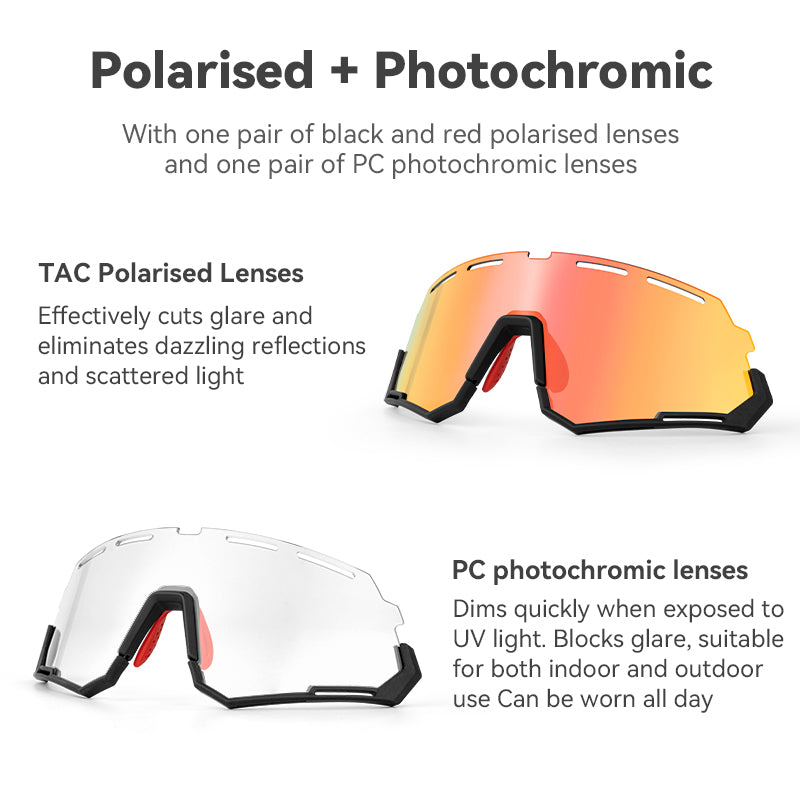ROCKBROS Bicycle Cycling Sunglasses Polarized 2 Lens Interchangeable