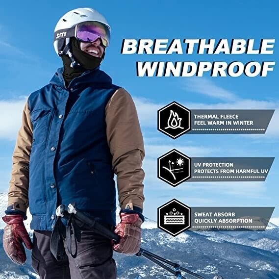 ROCKBROS Balaclava Unisex Fleece Ski Mask, Windproof Face Mask