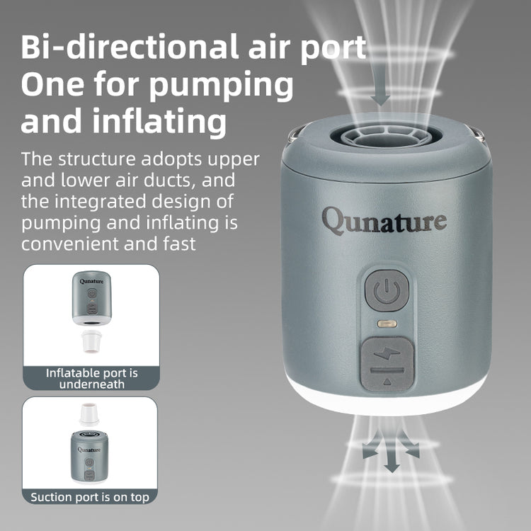 Qunature Mini Portable Outdoor Inflator Pump Portable Air Pump With Light Type-C