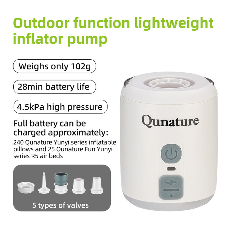 Qunature Mini Portable Outdoor Inflator Pump Portable Air Pump With Light Type-C