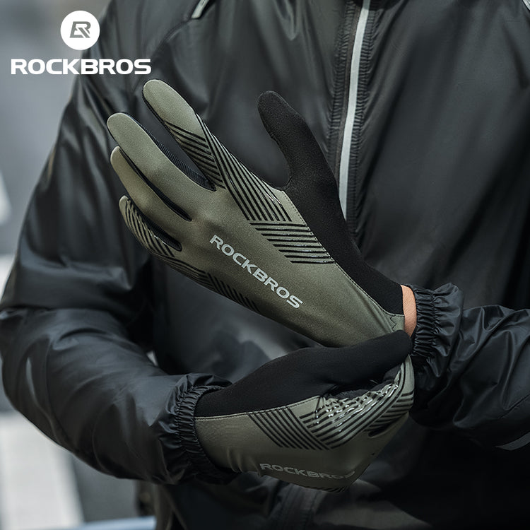 ROCKBROS Mountain Bike Gloves for Mens Cycling Glove Touch Screen Anti-Slip MTB Road Biking Gloves Breathable Full Finger Bicycle Gloves for Outdoor Sports