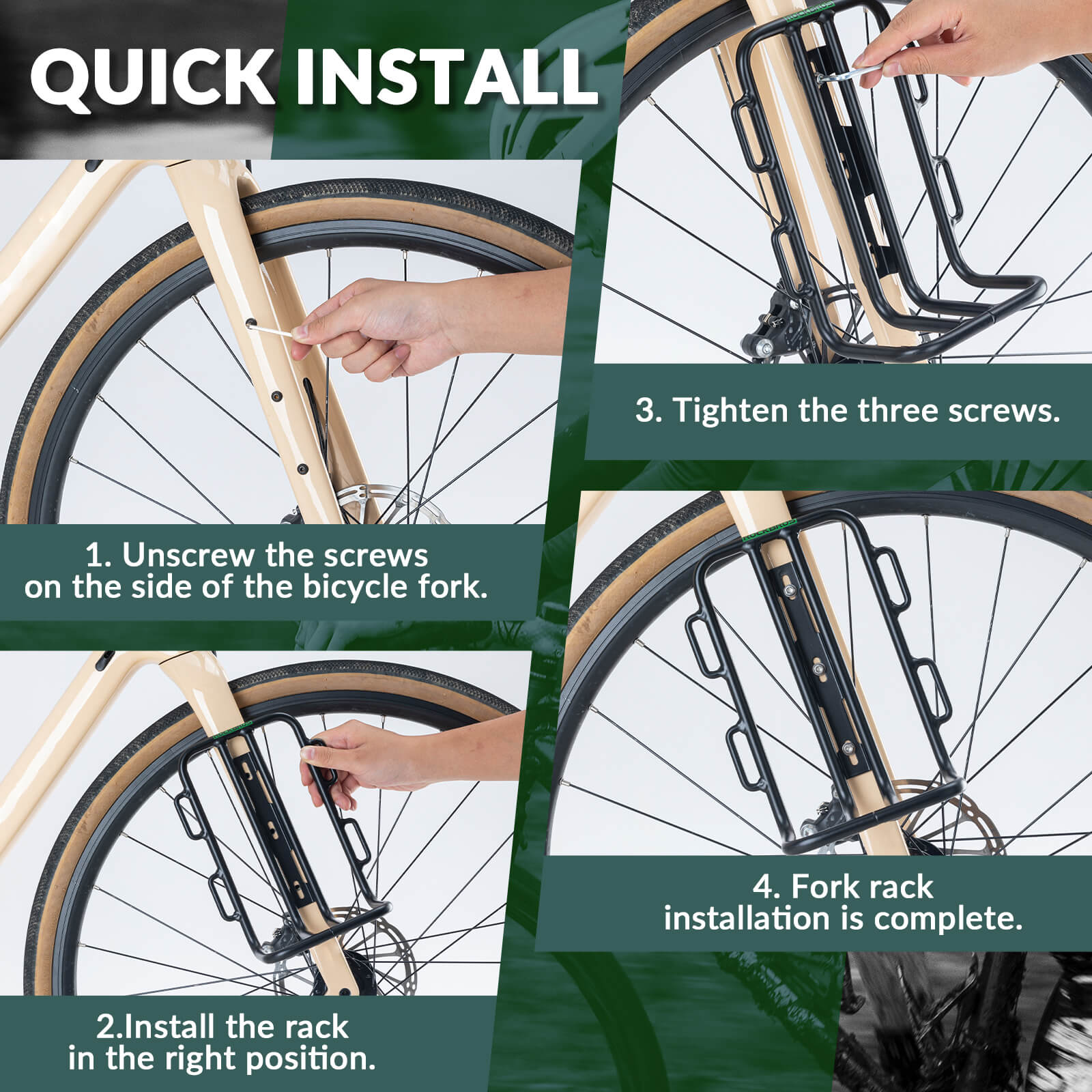 rockbros lightweight front fork rack and cargo bag set for mountain and road bikes.
#options_Front Fork Rack