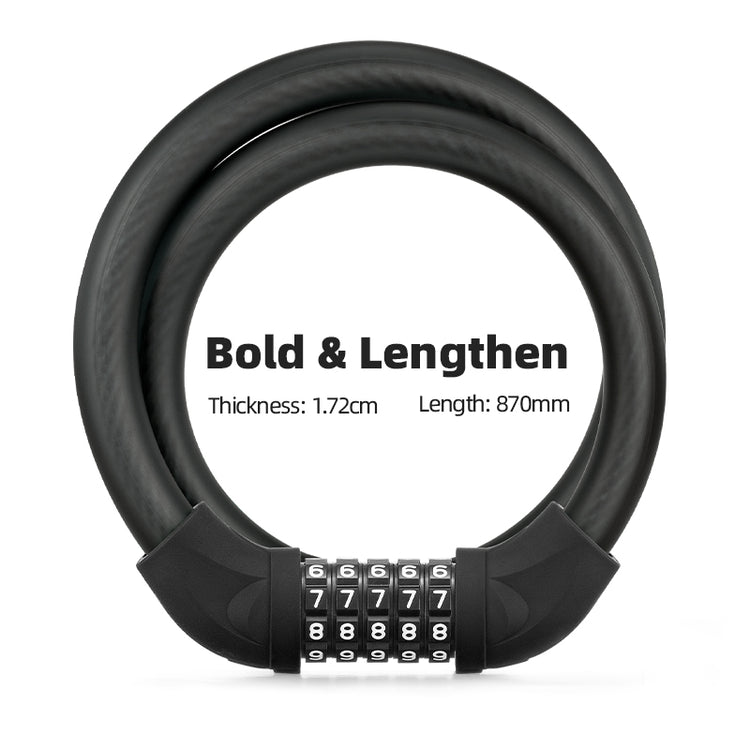 ROCKBROS Bike Lock 5 Digit Cable Lock Lightweight Bicycle Lock Combination Portable Lock