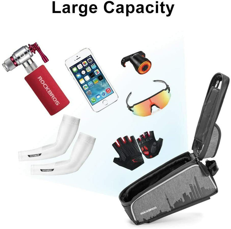 ROCKBROS Mobile Phone Bag Bike Bicycle Cycling Frame Bag Waterproof Touch Screen Fit 6.5in