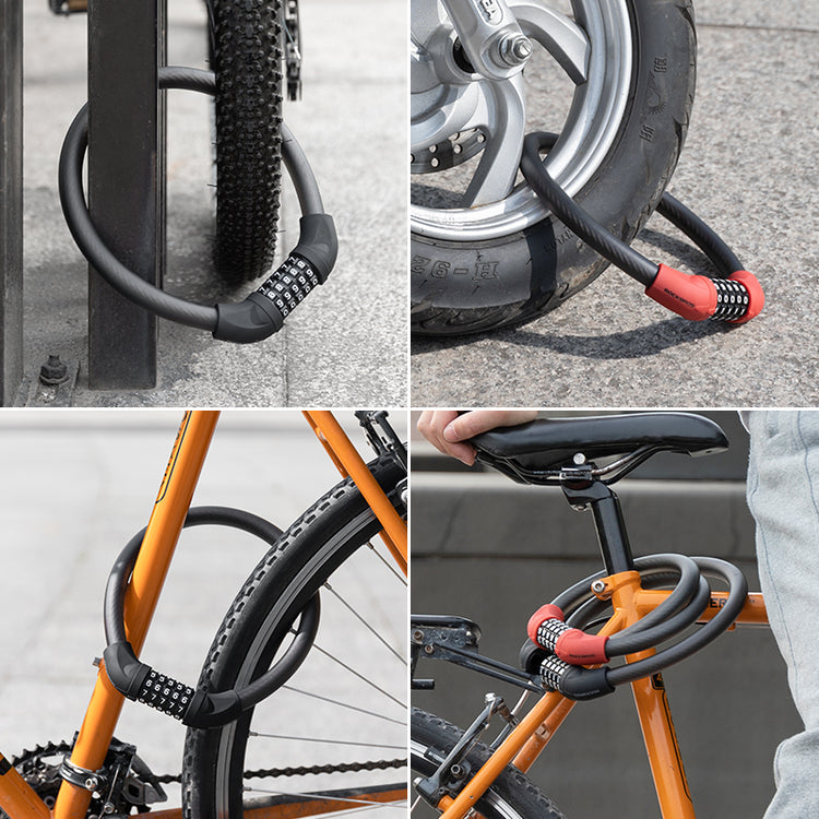 ROCKBROS Bike Lock 5 Digit Cable Lock Lightweight Bicycle Lock Combination Portable Lock