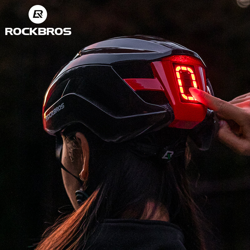 ROCKBROS Cycling Safety Helmet With Warning Lights USB-C Rechargeable