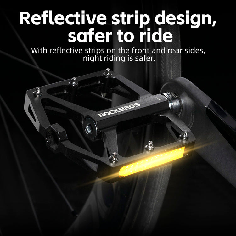 ROCKBROS Aluminium Alloy Non-Slip Reflective Bicycle Pedals For MTB Mountain Road Bike