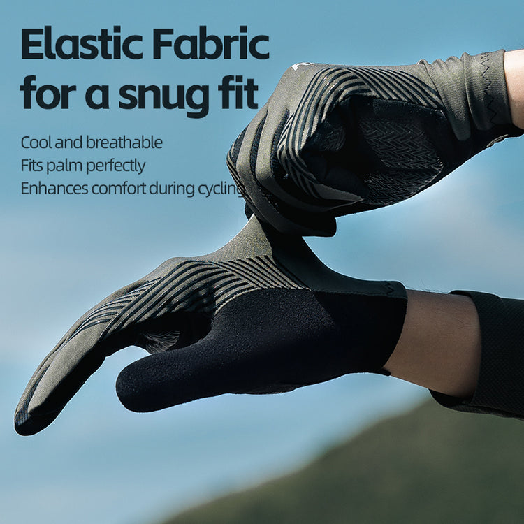 ROCKBROS Mountain Bike Gloves for Mens Cycling Glove Touch Screen Anti-Slip MTB Road Biking Gloves Breathable Full Finger Bicycle Gloves for Outdoor Sports