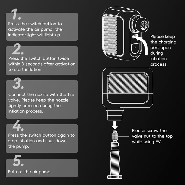 ROCKBROS AS110 Portable Mini Electric Bike Tire Pump 100PSI