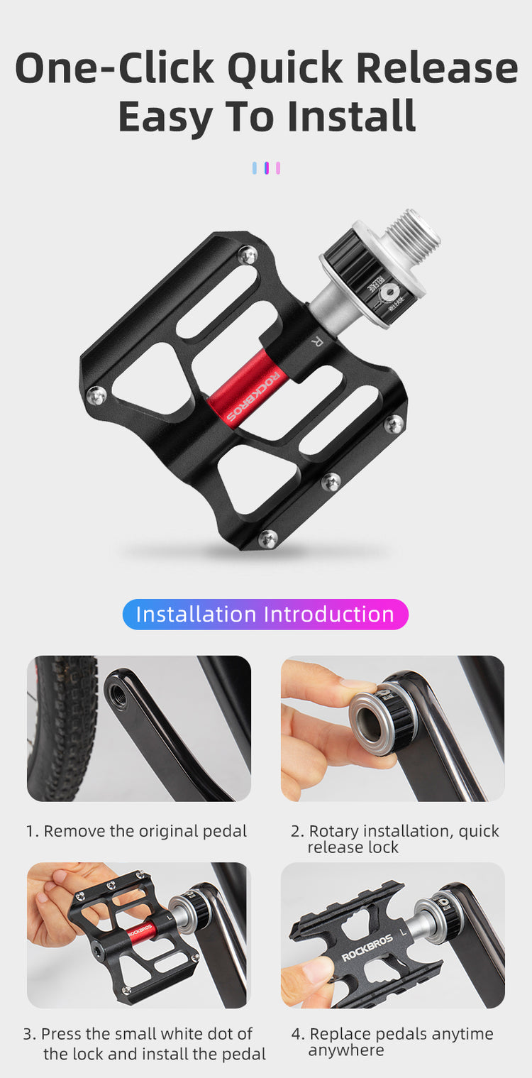 ROCKBROS Quick-Release Bike Pedals in Black (Pair)