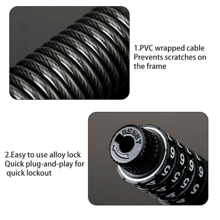 JIN Bicycle Cable Lock Bike Anti-theft Lock Mini 1.5m Bicycle Security Password