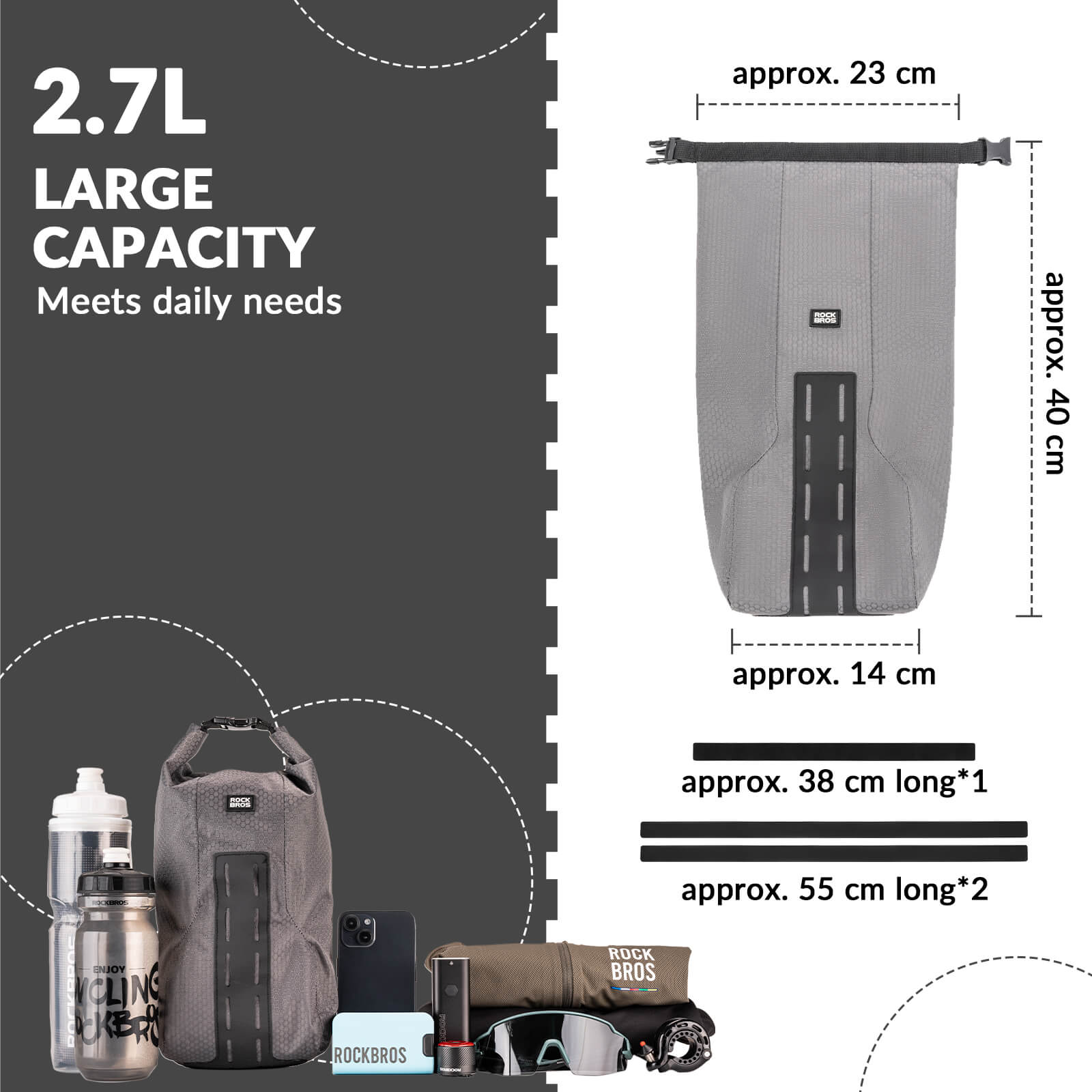rockbros lightweight front fork rack and cargo bag set for mountain and road bikes.
#options_Cargo Bag