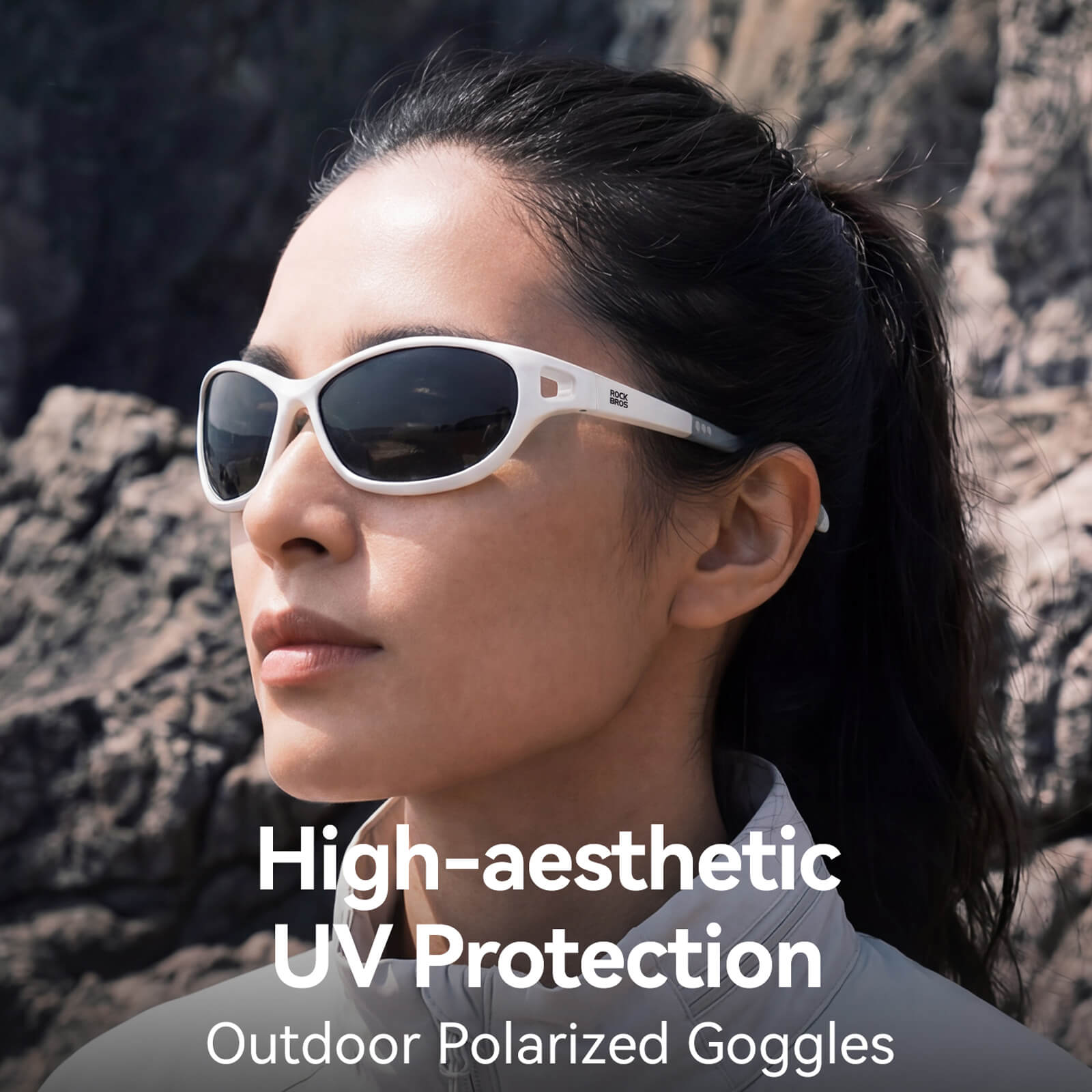 ROCKBROS Apex Ultra-light Polarised Sunglasses for outdoor sports and daily wear.
#color_white
