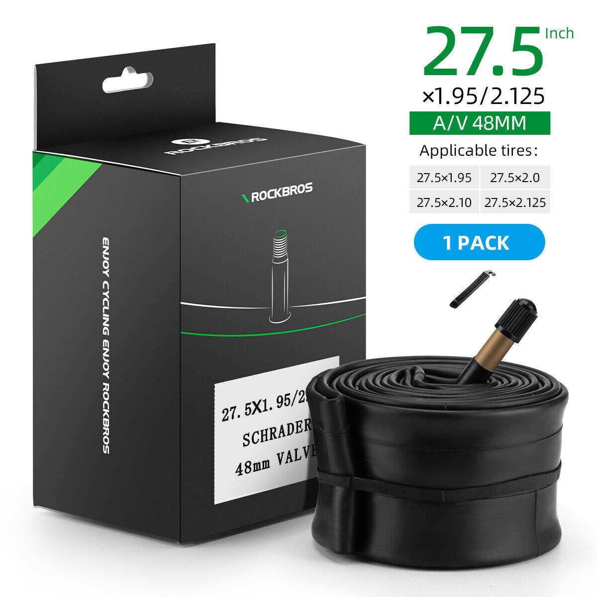rockbros mtb and road bike inner tube for reliable cycling
#option_MTB 27.5in 1.95/2.125 schrader 48mm