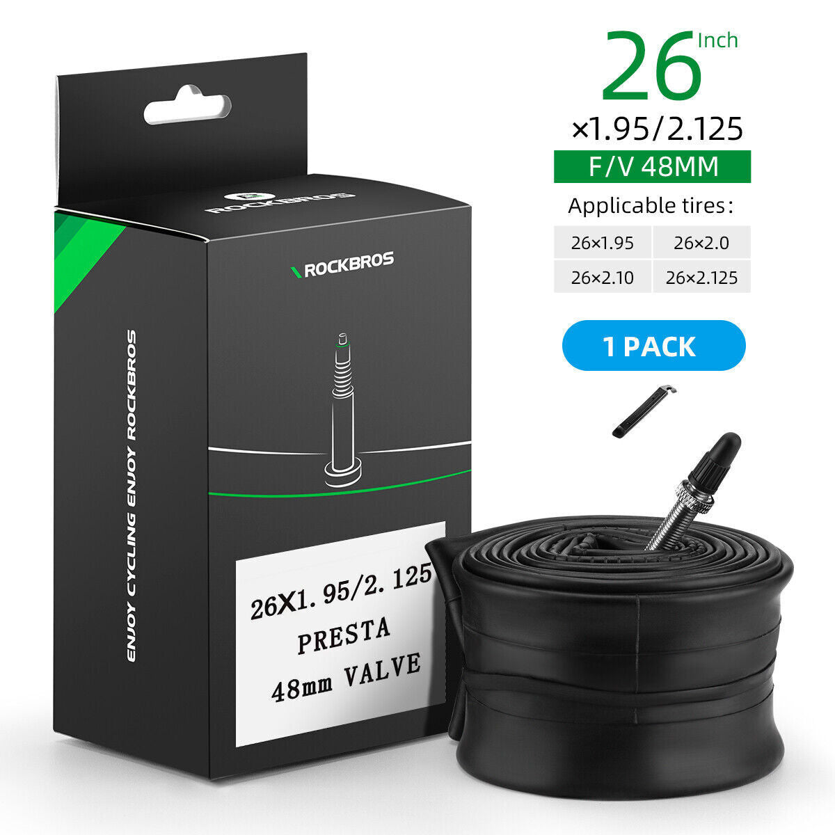 rockbros mtb and road bike inner tube for reliable cycling
#option_MTB 26in 1.95/2.125 presta 48mm