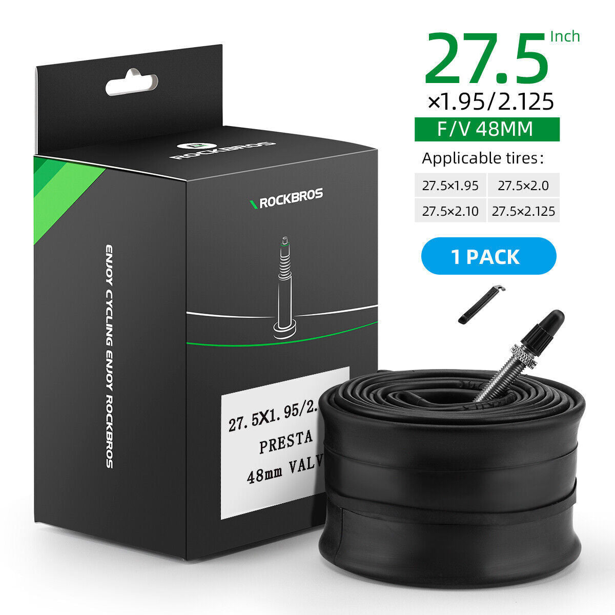 rockbros mtb and road bike inner tube for reliable cycling
#option_MTB 27.5in 1.95/2.125 presta 48mm