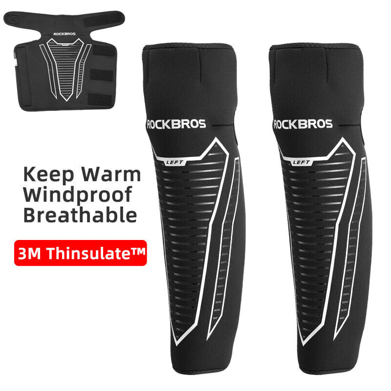 ROCKBROS Warm Knee Pads Winter Leg Covers Fleece Thermal Windproof Reflective