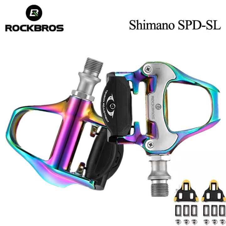 ROCKBROS Self-Lock Road Bike Pedals with Shimano SPD-SL/Look KEO Cleat System (Pair)