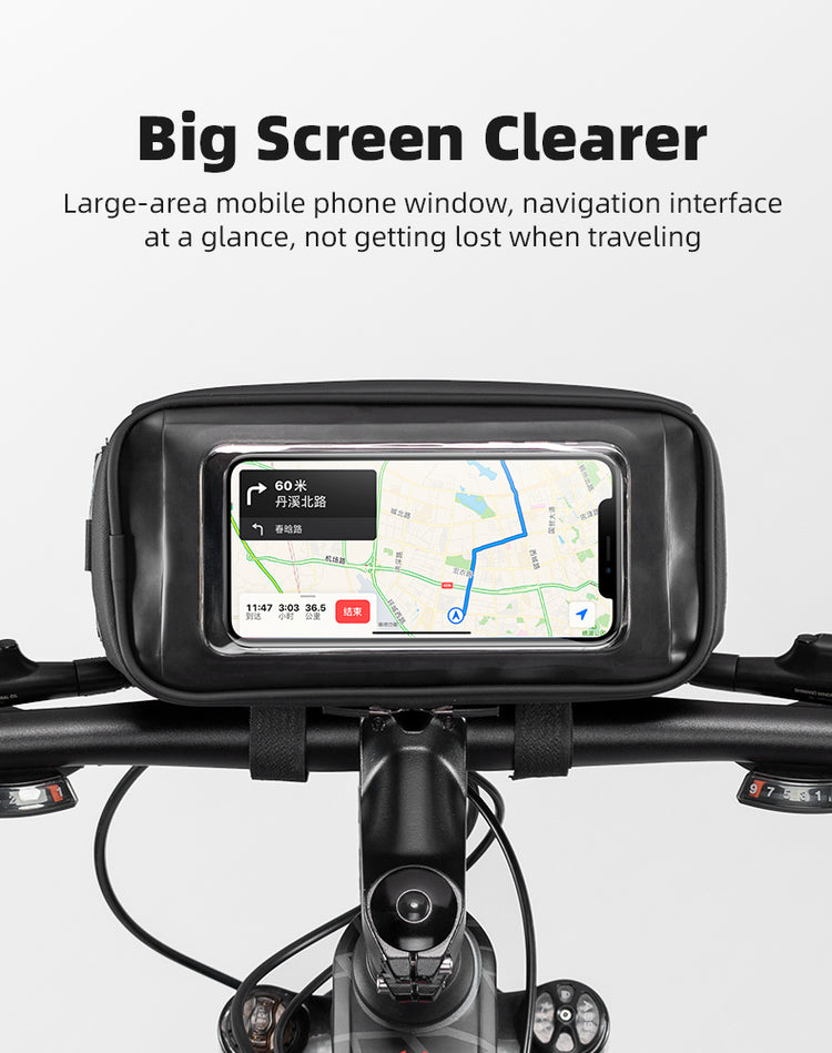 ROCKBROS Motorcycle Bike Handlebar Bag Bicycle Front Storage Bags Bike Phone Mount Pouch Bag with Removable Shoulder Strap for Road Mountain Commute Bike