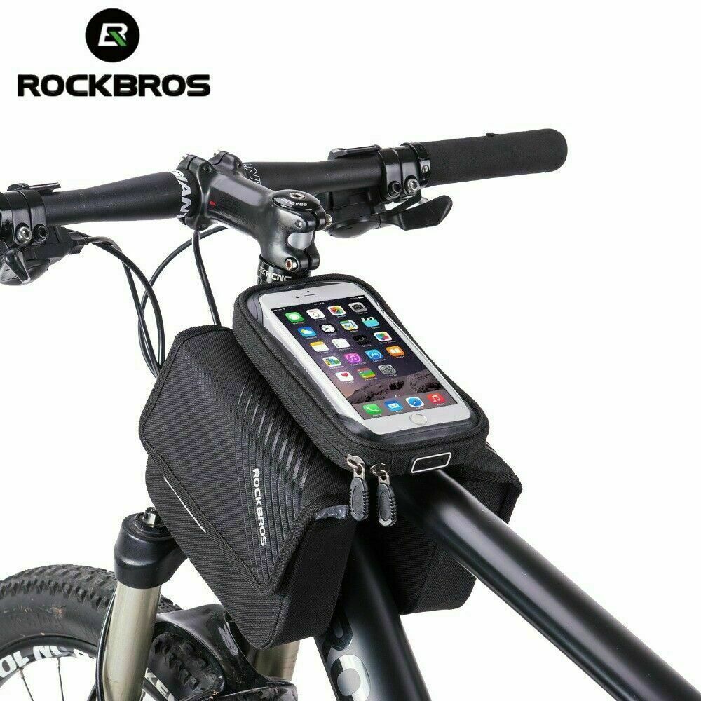 ROCKBROS Bicycle Phone Holder Bag 6.0in MTB Bike Frame Bag Cycling Top Tube Bag